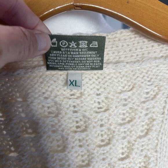 Carraig Donn Irish Wool Sweater Vest Cable Knit Button Front Ivory Grandpa XL - Picture 3 of 12